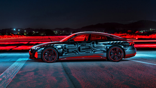 Обои картинки фото audi rs e-tron gt, автомобили, audi, темный, огни