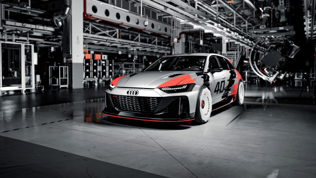 Обои картинки фото audi rs6 gto concept, автомобили, audi, белый, цех, завод