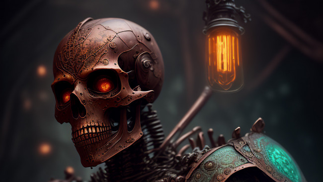 Обои картинки фото фэнтези, нежить, нейросети, графика, нейроарт, ai, art, нейронные, сети, рисунки, нейро, искусство, череп