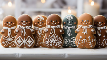 обоя праздничные, угощения, имбирные, пряники