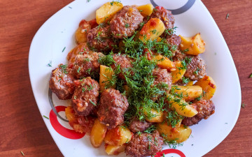 Картинка еда мясные+блюда картофель укроп мясо тушеное