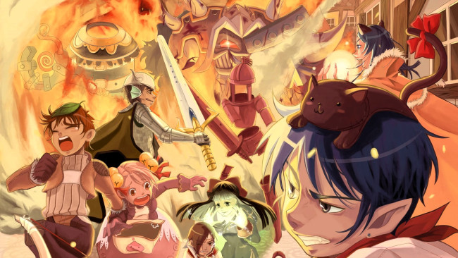 Обои картинки фото видео игры, ragnarok online, персонажи, кот, оружие, город