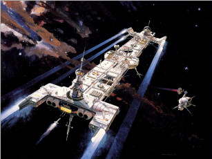 Картинка фэнтези космические корабли звездолеты станции