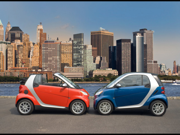 Обои картинки фото 2008, smart, fortwo, passion, coupe, vs, cabrio, автомобили