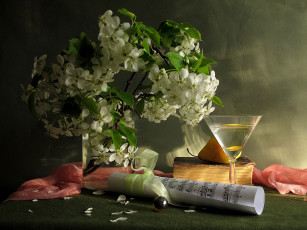 Картинка авт margarita epishina цветы букеты композиции вишня бокал книга груша ноты