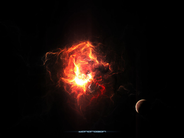 Обои картинки фото космос, арт, взрыв, планета