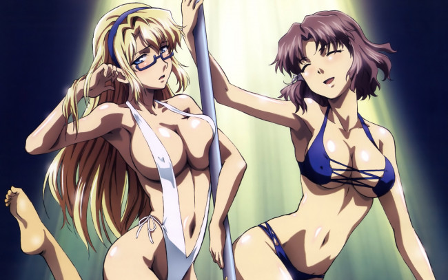 Обои картинки фото аниме, freezing, девушки, купальник