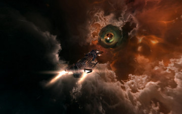 Картинка космос арт облака корабль