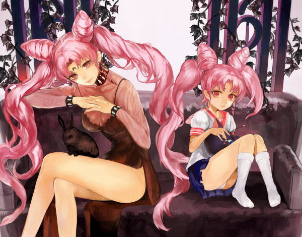 Обои картинки фото аниме, sailor, moon, bishoujo, senshi, black, lady, chibiusa