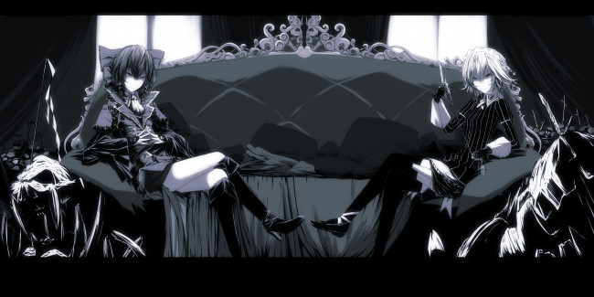 Обои картинки фото аниме, touhou, hakurei, reimu, izayoi, sakuya