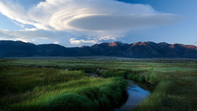 Обои картинки фото природа, реки, озера, ручей, вечер, облака