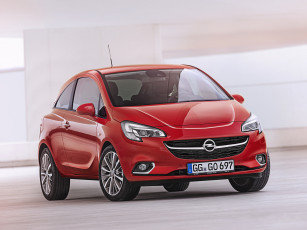 обоя автомобили, opel, corsa, 5-door, 2014г, красный