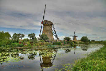 Картинка разное мельницы ветряк река