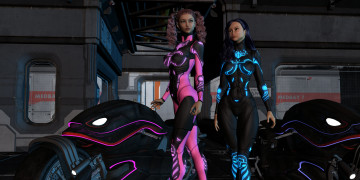 Картинка 3д+графика люди+ people мотоциклы взгляд девушка