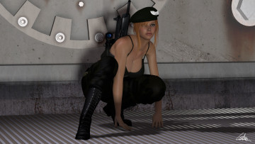 Картинка 3д+графика люди+ people взгляд девушка оружие