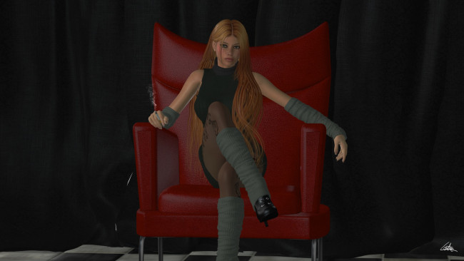 Обои картинки фото 3д графика, люди , people, девушка, взгляд, сигарета