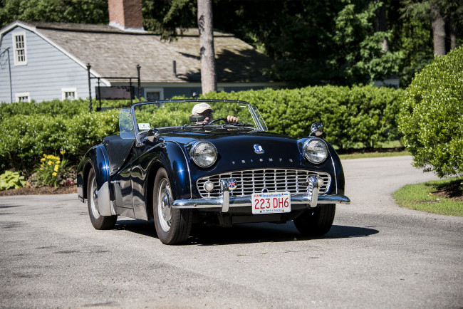 Обои картинки фото triumph tr3, автомобили, triumph, выставка, автошоу, автопробег