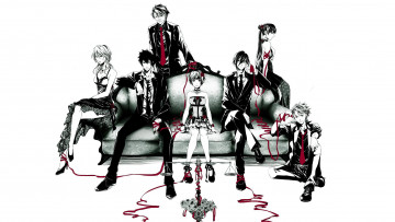 Картинка аниме psycho-pass галстуки shuusei kagari красные ленты art группа shion karanomori yayoi kunizuka tsunemori akane tomomi masaoka ginoza nobuchika shinya kougami диван