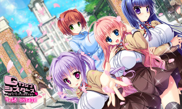 Картинка аниме unknown +другое город лепестки девушки арт g-cup sisters группа