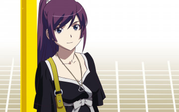 Картинка аниме bakemonogatari сумка кулон платье senjougahara hitagi фон взгляд девушка