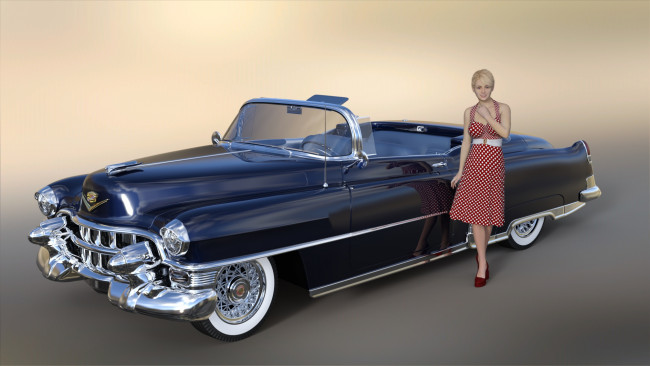Обои картинки фото автомобили, 3d car&girl, автомобиль, фон, взгляд, девушка