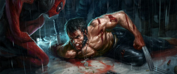 Картинка рисованное комиксы нож wolverine wade wilson marvel дэдпул росомаха deadpool