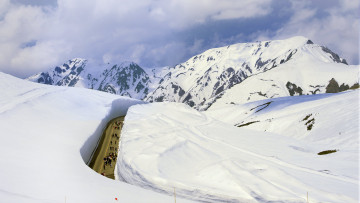 Картинка природа горы япония снег