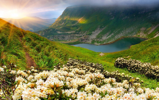 Обои картинки фото природа, реки, озера, озеро, горы