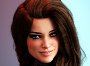Картинка 3д+графика портрет+ portraits фон взгляд девушка