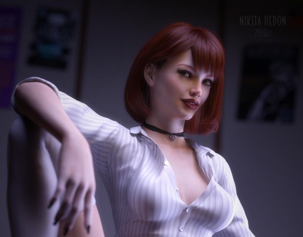 Обои картинки фото 3д графика, портрет , portraits, фон, девушка, взгляд