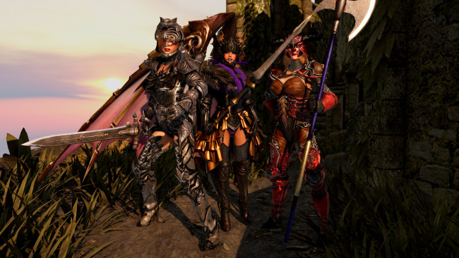 Обои картинки фото 3д графика, фантазия , fantasy, фон, взгляд, девушки