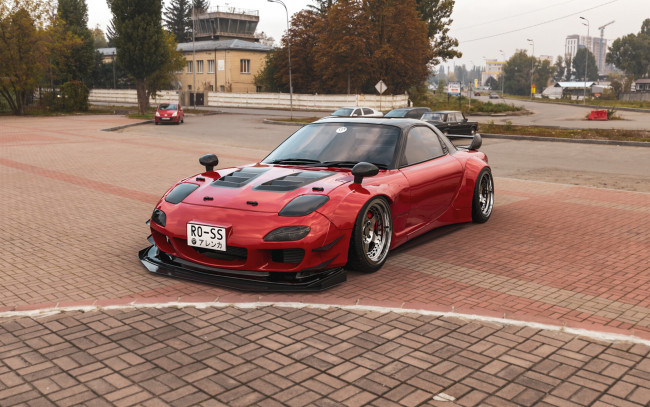 Обои картинки фото mazda rx7 red lady, автомобили, виртуальный тюнинг, mazda, rx7, red, lady