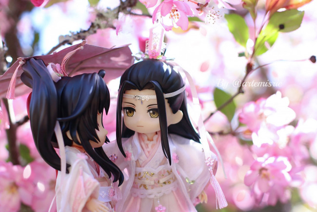 Обои картинки фото разное, игрушки, вэй, усянь, лань, ванцзи, куклы, цветение