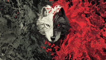 обоя рисованное, животные,  волки, волк