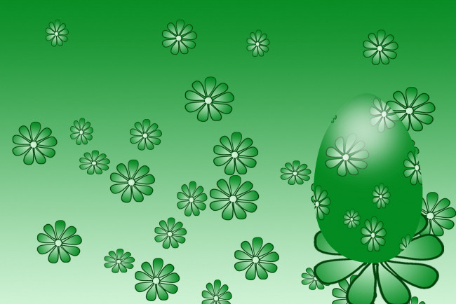 Обои картинки фото векторная, графика, зелёный, фон, цветы