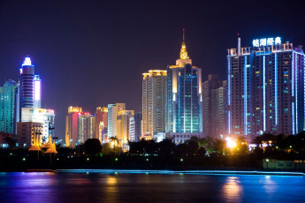 обоя города, огни, ночного, дома, ночь