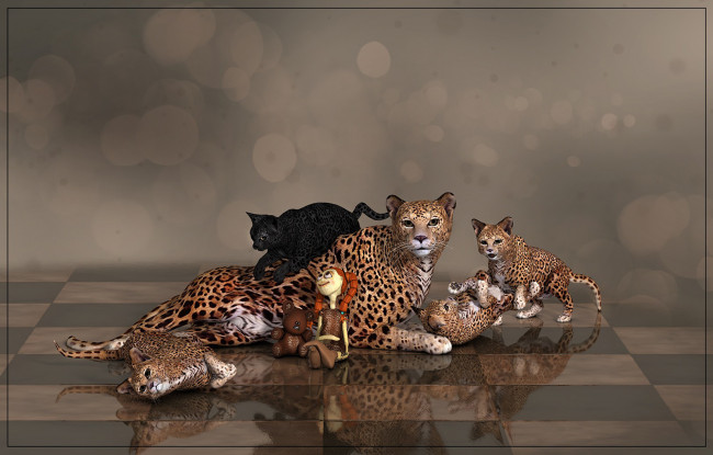 Обои картинки фото 3д, графика, animals, животные, тигры