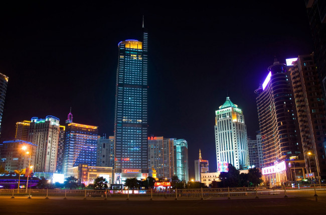 Обои картинки фото города, огни, ночного, ночь, дома