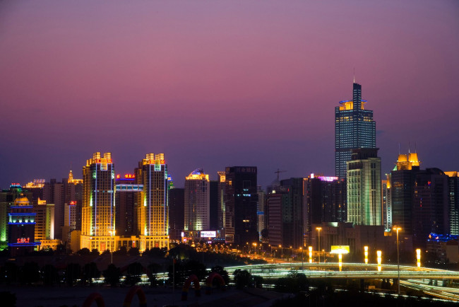 Обои картинки фото города, огни, ночного, ночь, дома