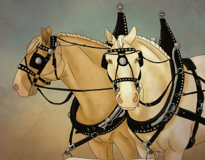 Картинка рисованные животные +лошади лошади