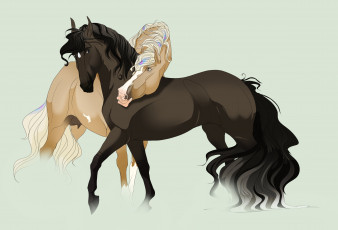 Картинка рисованные животные +лошади лошади