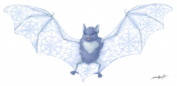 Картинка рисованные животные +птицы летучая мышь