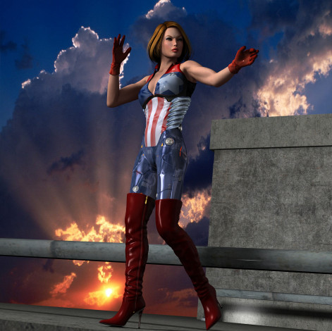 Обои картинки фото 3д графика, фантазия , fantasy, облака, поза, девушка