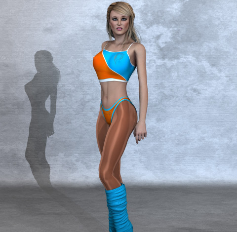 Обои картинки фото 3д графика, люди , people, девушка, взгляд, купальник