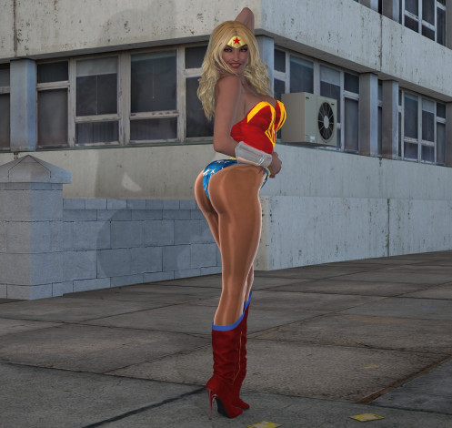 Обои картинки фото 3д графика, люди , people, девушка, супермен, взгляд