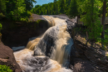 Картинка природа водопады лес река водопад