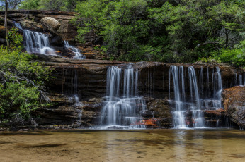 Картинка природа водопады лес река водопад