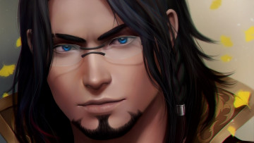 Картинка разное арты портрет шатен взгляд бородка очки парень арт