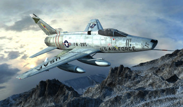 Картинка авиация 3д рисованые v-graphic самолет полет облака горы