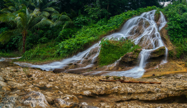 Обои картинки фото природа, водопады, лес, река, водопад